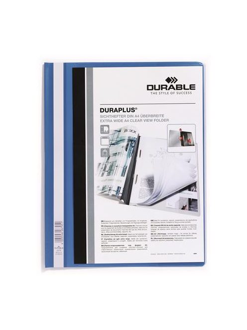 DURABLE Gyorsfűző, A4, széles, panorámás, DURABLE "DURAPLUS®", kék