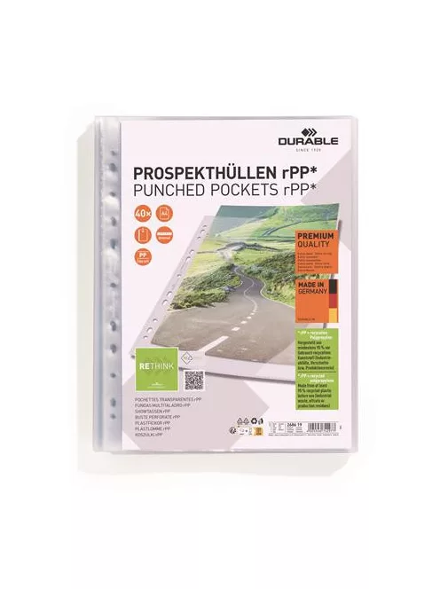 DURABLE Genotherm, lefűzhető, PP, A4, 80 mikron, DURABLE "PREMIUM"