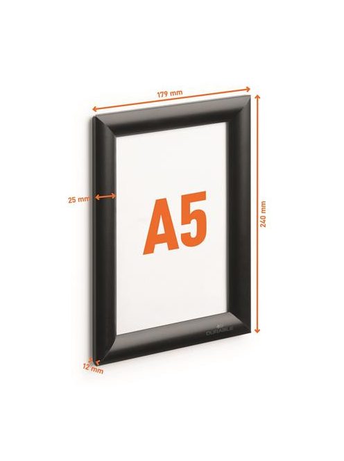 DURABLE Posztertábla, fali, A5, alumínium keret, DURABLE, fekete