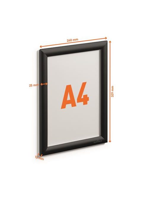 DURABLE Posztertábla, fali, A4, alumínium keret, DURABLE, fekete
