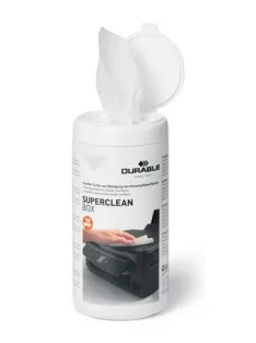   DURABLE Tisztítókendő, műanyag felületre, 100 db, DURABLE "SUPERCLEAN BOX 100"
