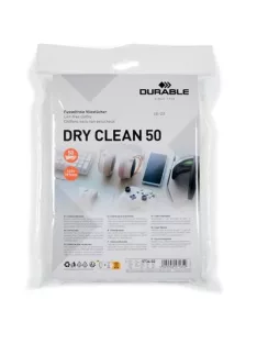   DURABLE Tisztítókendő, képernyőhöz, 50 db, DURABLE "DRY CLEAN 50", fehér