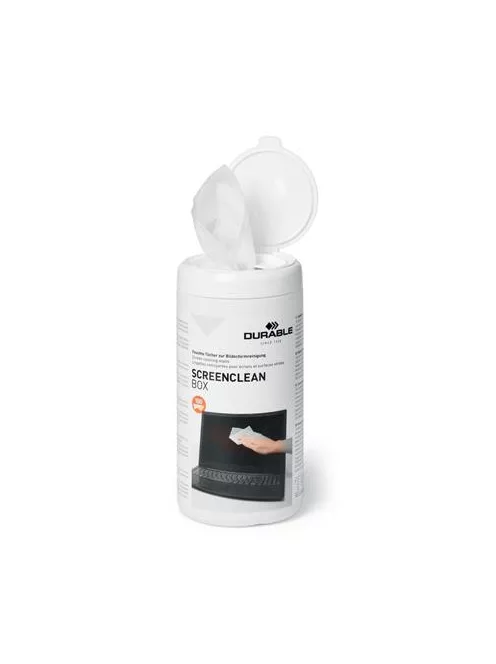 DURABLE Tisztítókendő, képernyőhöz, 100 db, DURABLE "SCREENCLEAN® BOX 100"