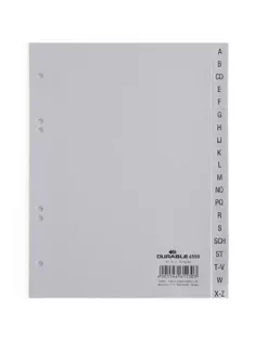 DURABLE Regiszter, PP, A5, 20 részes, A-Z, DURABLE, szürke