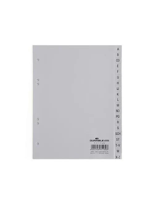 DURABLE Regiszter, PP, A5, 20 részes, A-Z, DURABLE, szürke