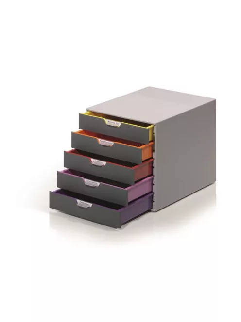 DURABLE Irattároló, műanyag, 5 fiókos, DURABLE "VARICOLOR® 5", szürke