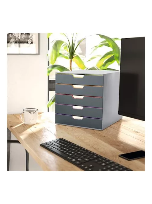 DURABLE Irattároló, műanyag, 5 fiókos, DURABLE "VARICOLOR® 5", szürke