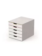 DURABLE Irattároló, műanyag, 5 fiókos, DURABLE "VARICOLOR® 5", fehér