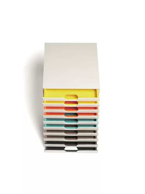 DURABLE Irattároló, műanyag, 10 fiókos, DURABLE "VARICOLOR® 10", fehér