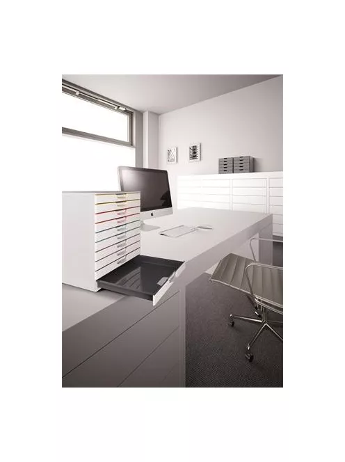 DURABLE Irattároló, műanyag, 10 fiókos, DURABLE "VARICOLOR® 10", fehér