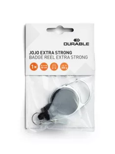   DURABLE Azonosítókártya-tartó, kihúzható, patentos, DURABLE "Extra Strong", fekete