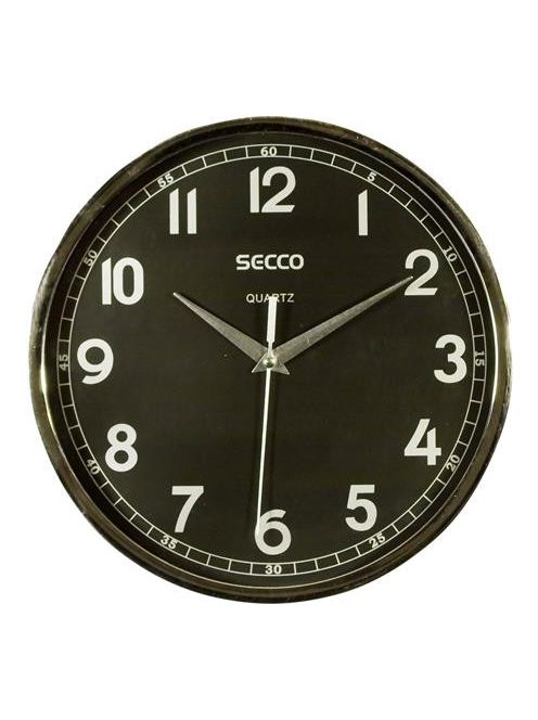 SECCO Falióra, 24,5 cm, fekete számlap,   SECCO, króm színű keretes