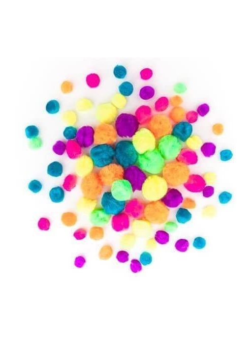 Pom-pom, neon színek, 1-2,5 cm-es, 78 db/csomag