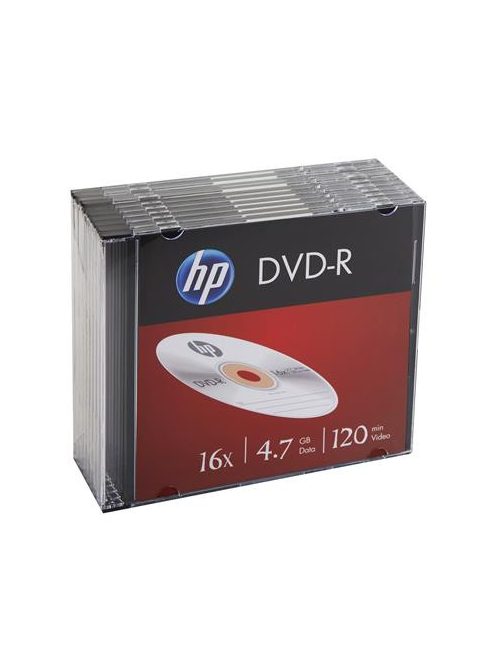 HP DVD-R lemez, 4,7 GB, 16x, 10 db, vékony tok, HP