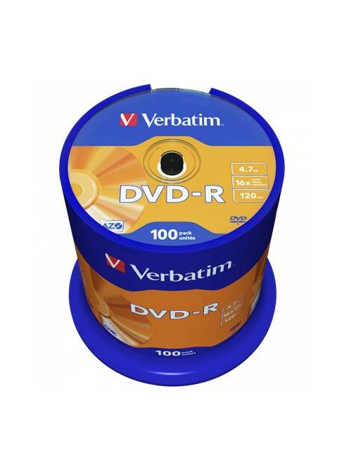 VERBATIM DVD-R lemez, AZO, 4,7GB, 16x, 100 db, hengeren, VERBATIM