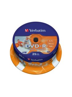   VERBATIM DVD-R lemez, nyomtatható, matt, ID, 4,7GB, 16x, 25 db, hengeren, VERBATIM