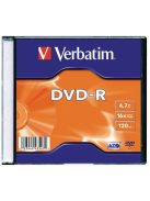 VERBATIM DVD-R lemez, AZO, 4,7GB, 16x, 1 db, vékony tok, VERBATIM