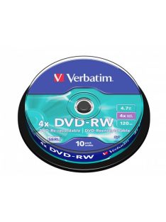   VERBATIM DVD-RW lemez, újraírható, 4,7GB, 4x, 10 db, hengeren, VERBATIM