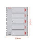 ESSELTE Regiszter, műanyag, A4, 1-5, ESSELTE, szürke