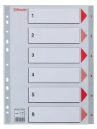 ESSELTE Regiszter, műanyag, A4, 1-6, ESSELTE, szürke