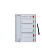 ESSELTE Regiszter, műanyag, A4, 1-6, ESSELTE, szürke