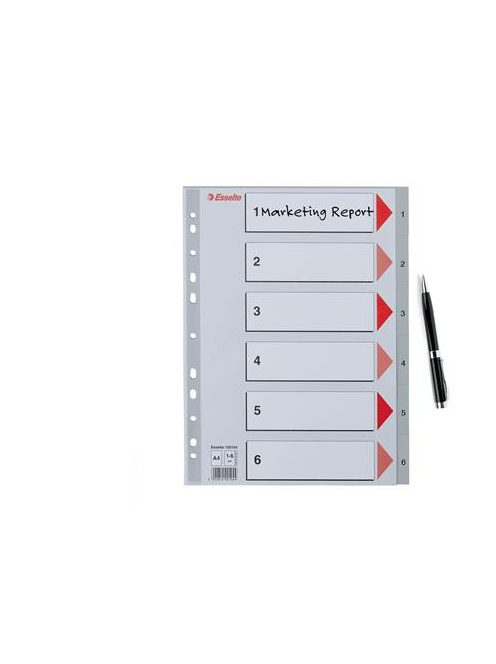 ESSELTE Regiszter, műanyag, A4, 1-6, ESSELTE, szürke