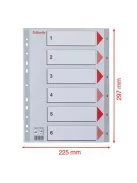 ESSELTE Regiszter, műanyag, A4, 1-6, ESSELTE, szürke