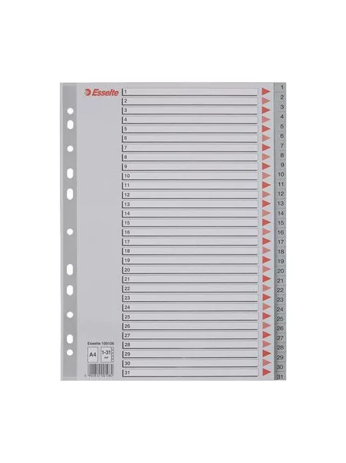 ESSELTE Regiszter, műanyag, A4, 1-31, ESSELTE, szürke