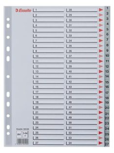 ESSELTE Regiszter, műanyag, A4, 1-54, ESSELTE, szürke