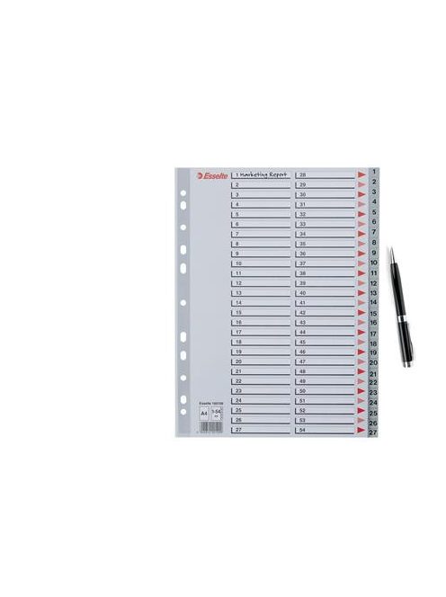 ESSELTE Regiszter, műanyag, A4, 1-54, ESSELTE, szürke