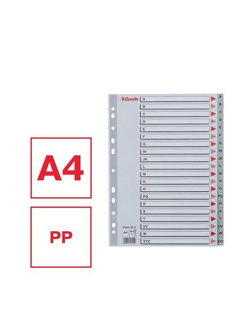 ESSELTE Regiszter, műanyag, A4, A-Z, ESSELTE, szürke