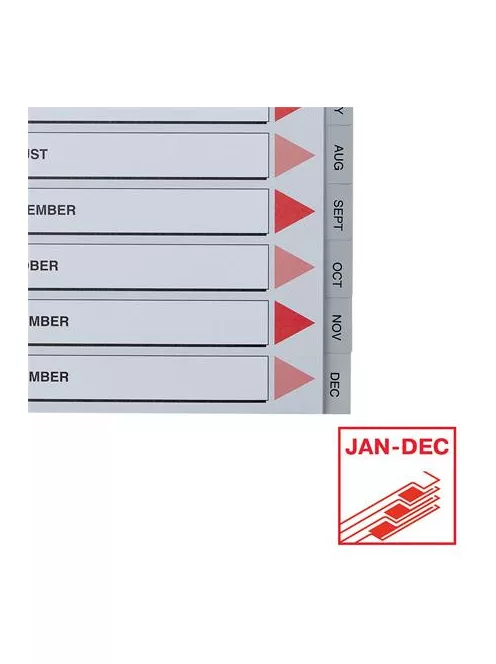 ESSELTE Regiszter, műanyag, A4, Jan-Dec, ESSELTE, szürke