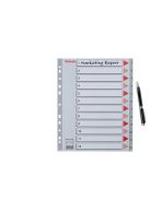 ESSELTE Regiszter, műanyag, A4 Maxi, 1-12, ESSELTE, szürke