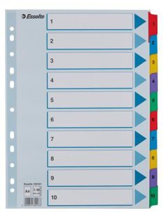   ESSELTE Regiszter, karton, A4, 1-10, ESSELTE "Mylar"