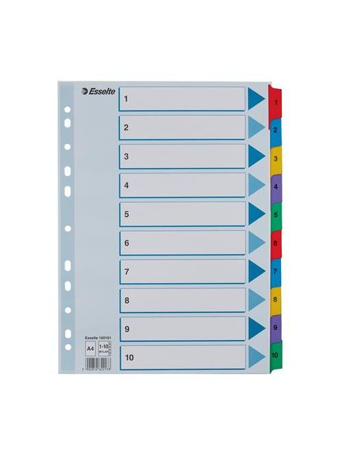 ESSELTE Regiszter, karton, A4, 1-10, ESSELTE "Mylar"