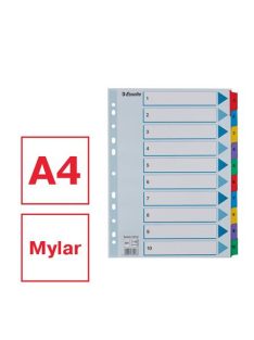   ESSELTE Regiszter, karton, A4, 1-10, ESSELTE "Mylar"
