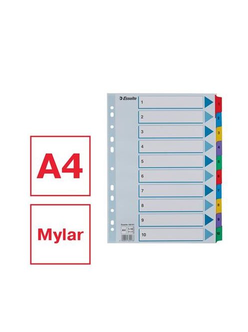 ESSELTE Regiszter, karton, A4, 1-10, ESSELTE "Mylar"