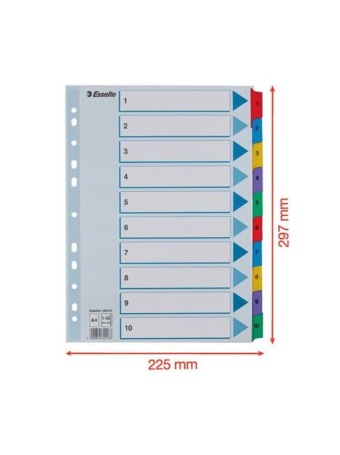 ESSELTE Regiszter, karton, A4, 1-10, ESSELTE "Mylar"