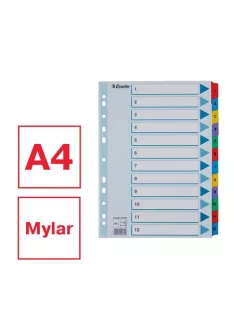   ESSELTE Regiszter, karton, A4, 1-12, ESSELTE "Mylar"