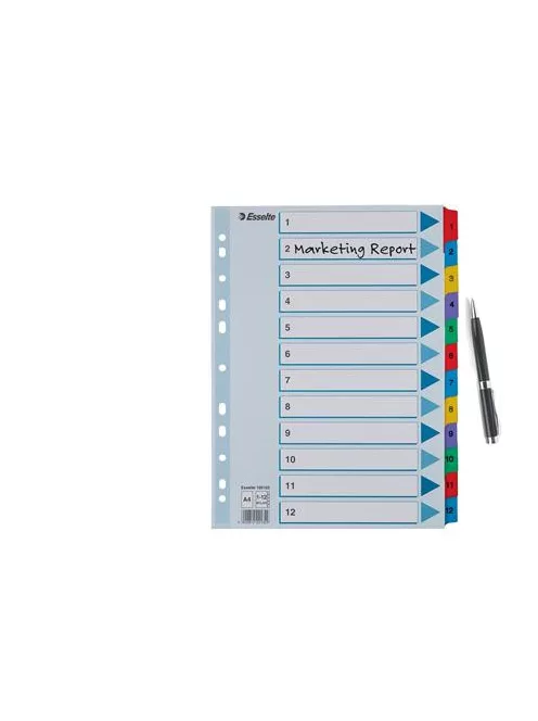 ESSELTE Regiszter, karton, A4, 1-12, ESSELTE "Mylar"