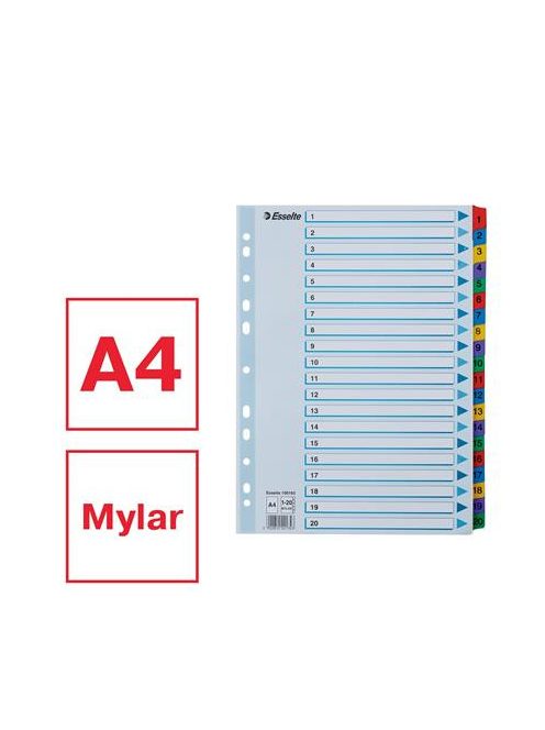 ESSELTE Regiszter, karton, A4, 1-20, ESSELTE "Mylar"