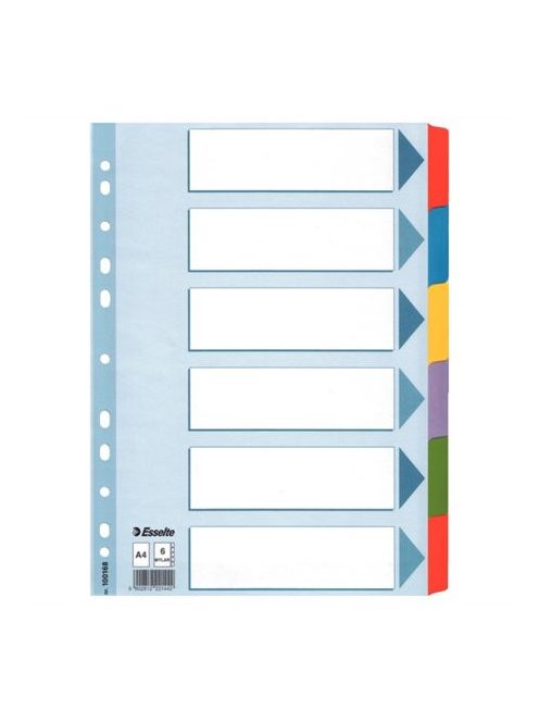 ESSELTE Regiszter, laminált karton, A4, 6 részes, ESSELTE "Mylar"