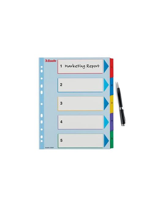 ESSELTE Regiszter, laminált karton, A4 maxi, 1-5, újraírható, ESSELTE