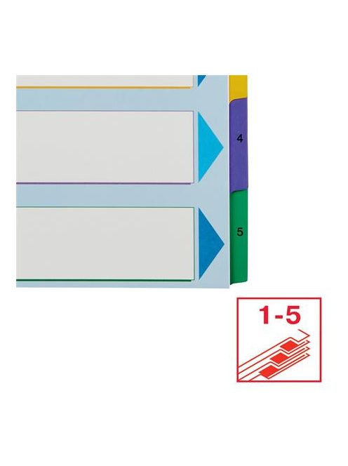 ESSELTE Regiszter, laminált karton, A4 maxi, 1-5, újraírható, ESSELTE