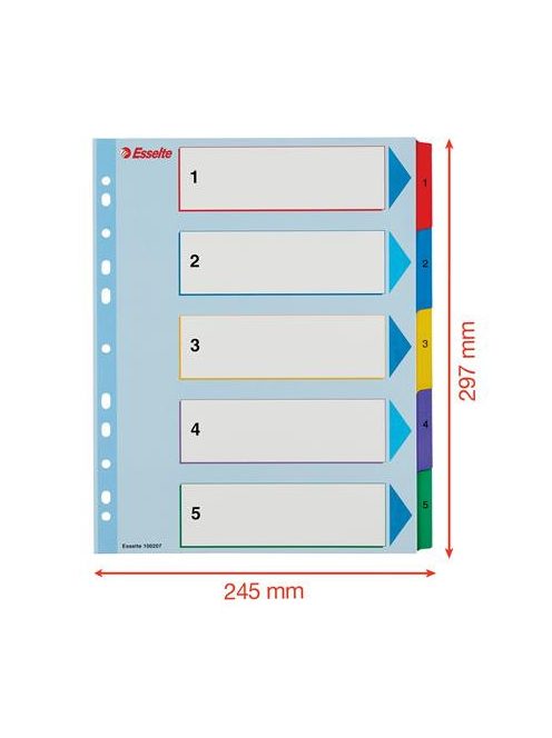 ESSELTE Regiszter, laminált karton, A4 maxi, 1-5, újraírható, ESSELTE
