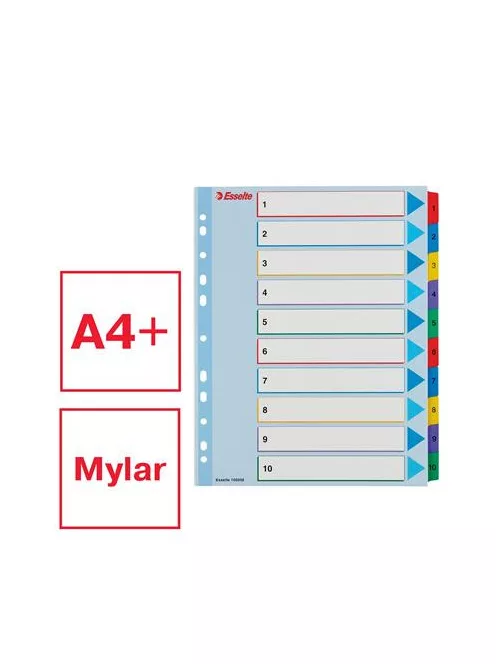 ESSELTE Regiszter, laminált karton, A4 Maxi, 1-10, újraírható, ESSELTE