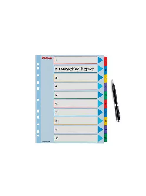 ESSELTE Regiszter, laminált karton, A4 Maxi, 1-10, újraírható, ESSELTE