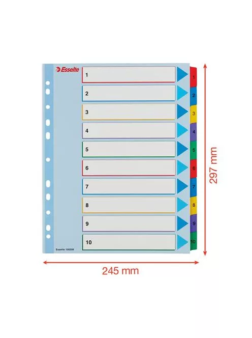 ESSELTE Regiszter, laminált karton, A4 Maxi, 1-10, újraírható, ESSELTE