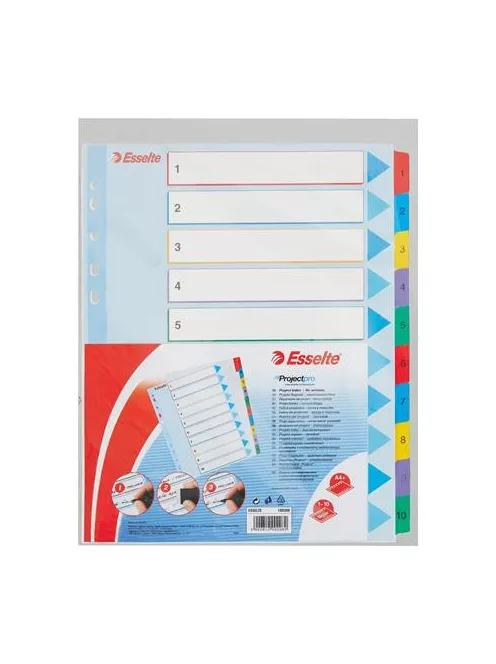 ESSELTE Regiszter, laminált karton, A4 Maxi, 1-10, újraírható, ESSELTE