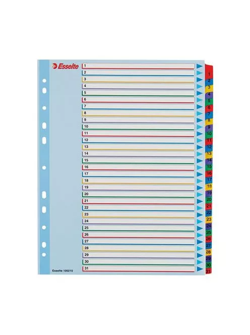ESSELTE Regiszter, laminált karton, A4 Maxi, 1-31, újraírható, ESSELTE
